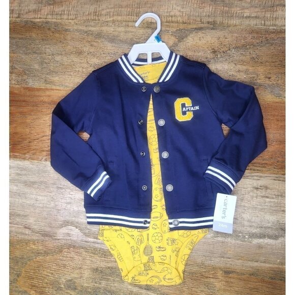 New Carter's 2-pieces Sport Captain Blue Varsity Jacket 24m - Picture 1 of 11